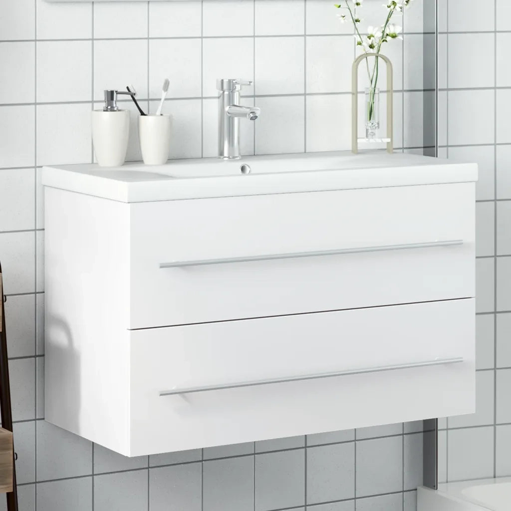 Mobile da Bagno con Lavabo da Cucina-Armadietto da bagno con Lavandino Bianco 846370