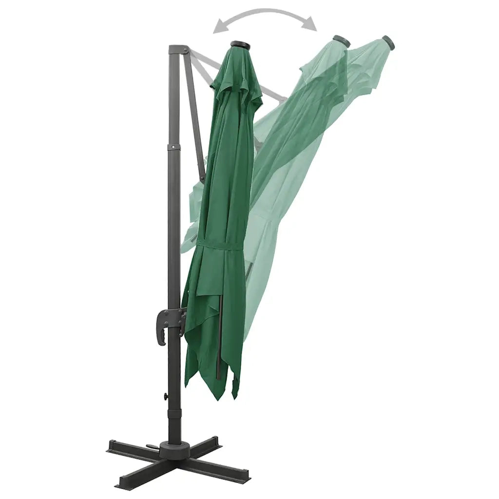 Ombrellone a Sbalzo con Palo e Luci a LED-Ombrello da giardino Verde 300 cm 479682