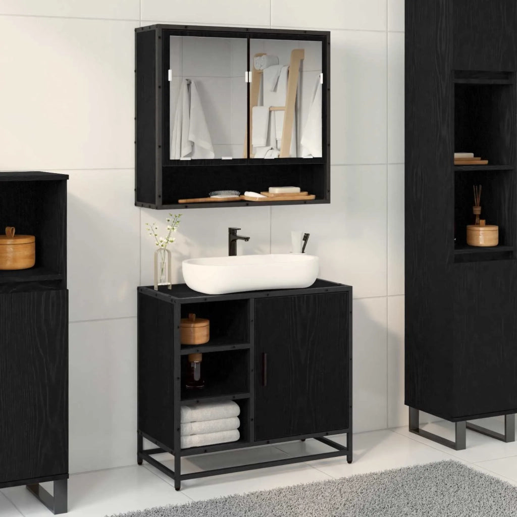 Mobile da Bagno Rovere Nero 65 x 33 x 60 cm Legno multistrato 883636