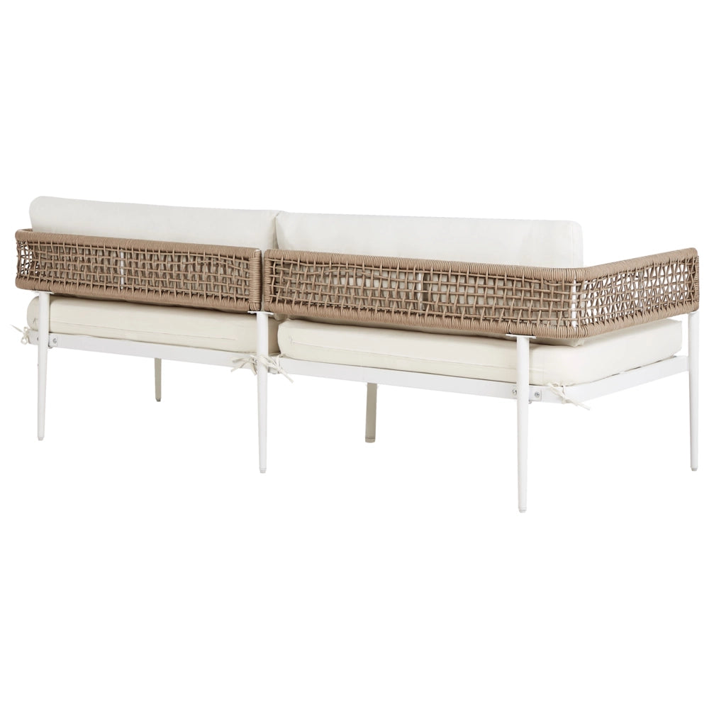 Set di divani da giardino Bianco Alluminio Poliestere Divano 5 posti 2 sedie e tavolo
