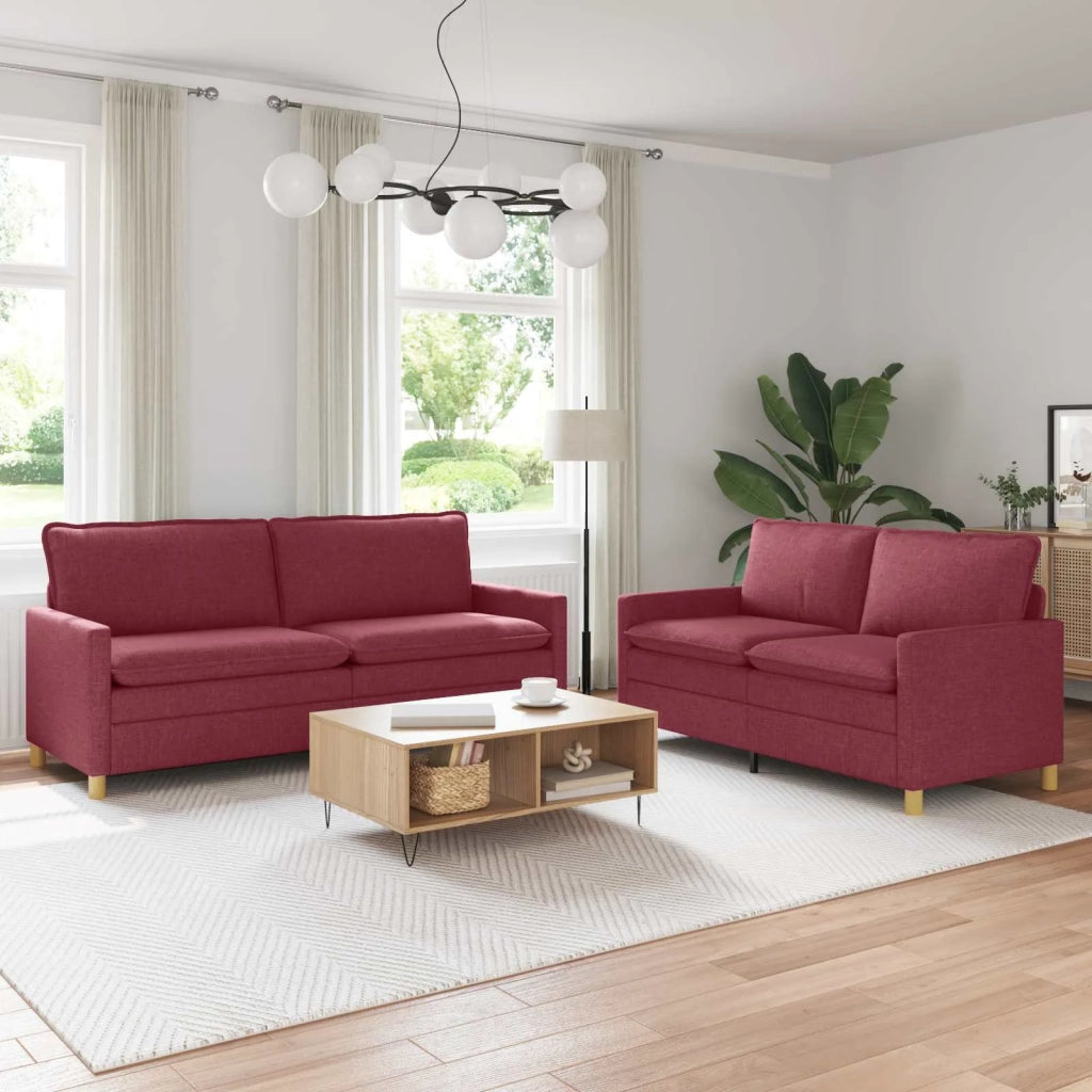 Set di divani 2 pz Rosso Vino Tessuto 3417140