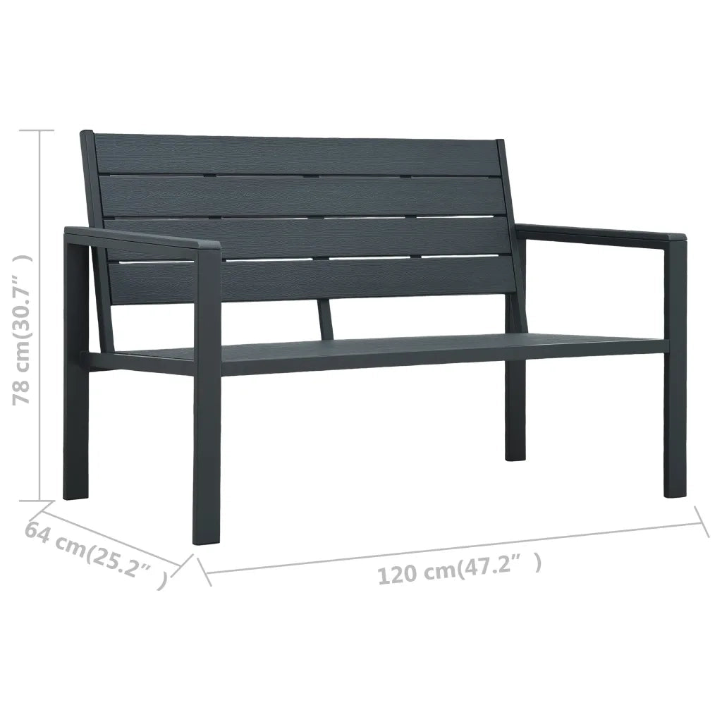 Panchina da Giardino 120 cm in HDPE Grigia con Aspetto Legno 47874