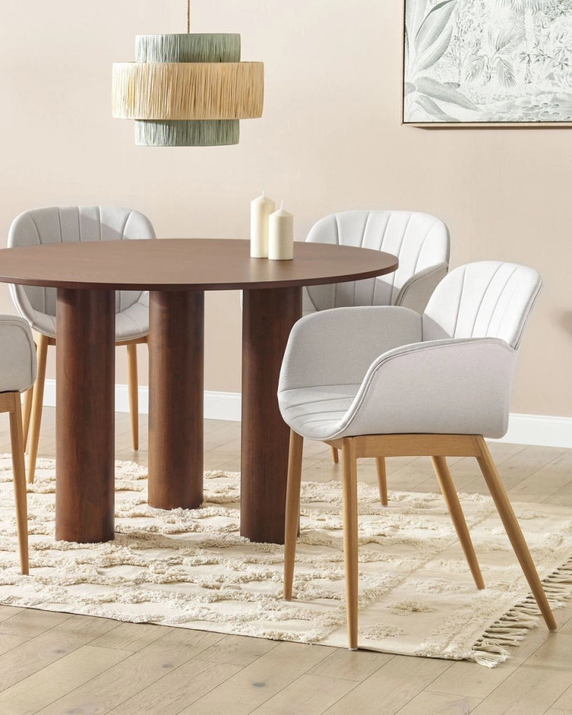 Set di 2 sedie da pranzo con imbottitura in tessuto grigio Seduta da pranzo dal design moderno e contemporaneo