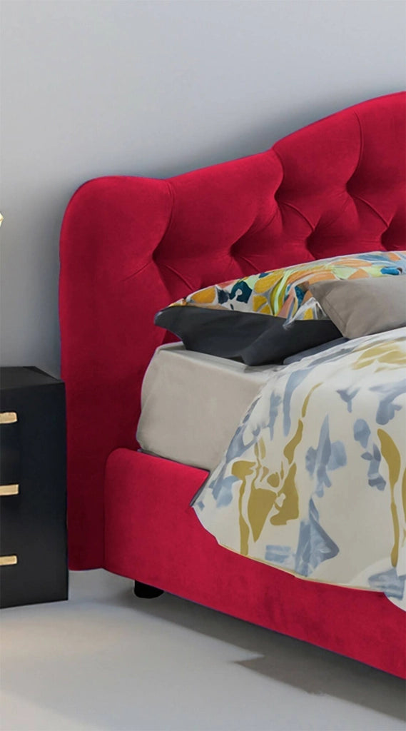 Letto Matrimoniale Aly, Letto Matrimoniale Sfoderabile Made in Italy, Rosso