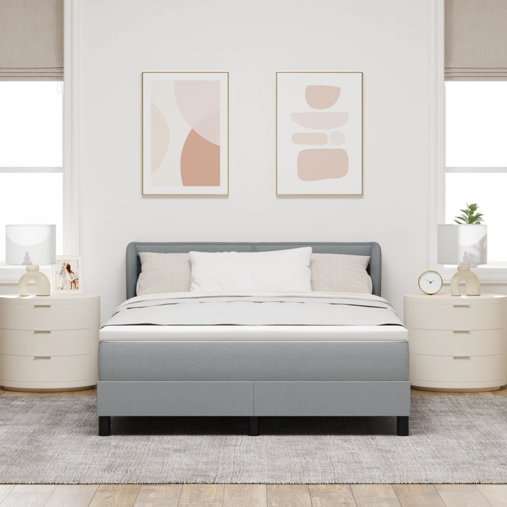 Letto Box Spring con Materasso - Grigio Chiaro, 160x200 cm, Tessuto