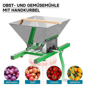 Set Mulino macina frutta 7 l e Torchio frutta 18 l con gabbia in legno e scacco di spremitura