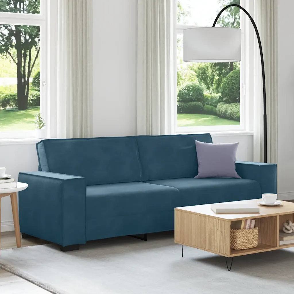 Divano a 3 Posti Blu 180 cm in Velluto