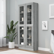 Mobile Vetrina Grigio Sonoma 82,5x30,5x185 Legno Multistrato 815622