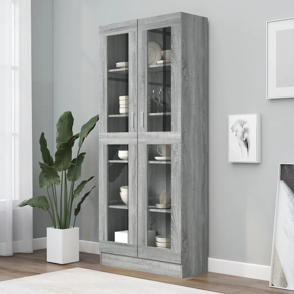 Mobile Vetrina Grigio Sonoma 82,5x30,5x185 Legno Multistrato 815622