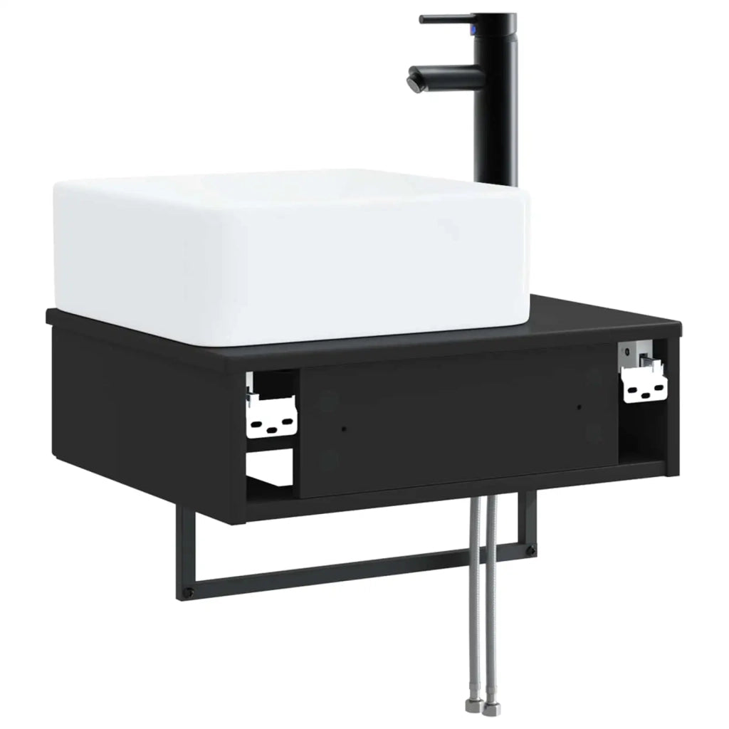Lavabo da Parete Nero 50 x 41 x 39 cm Legno ingegnerizzato 890189