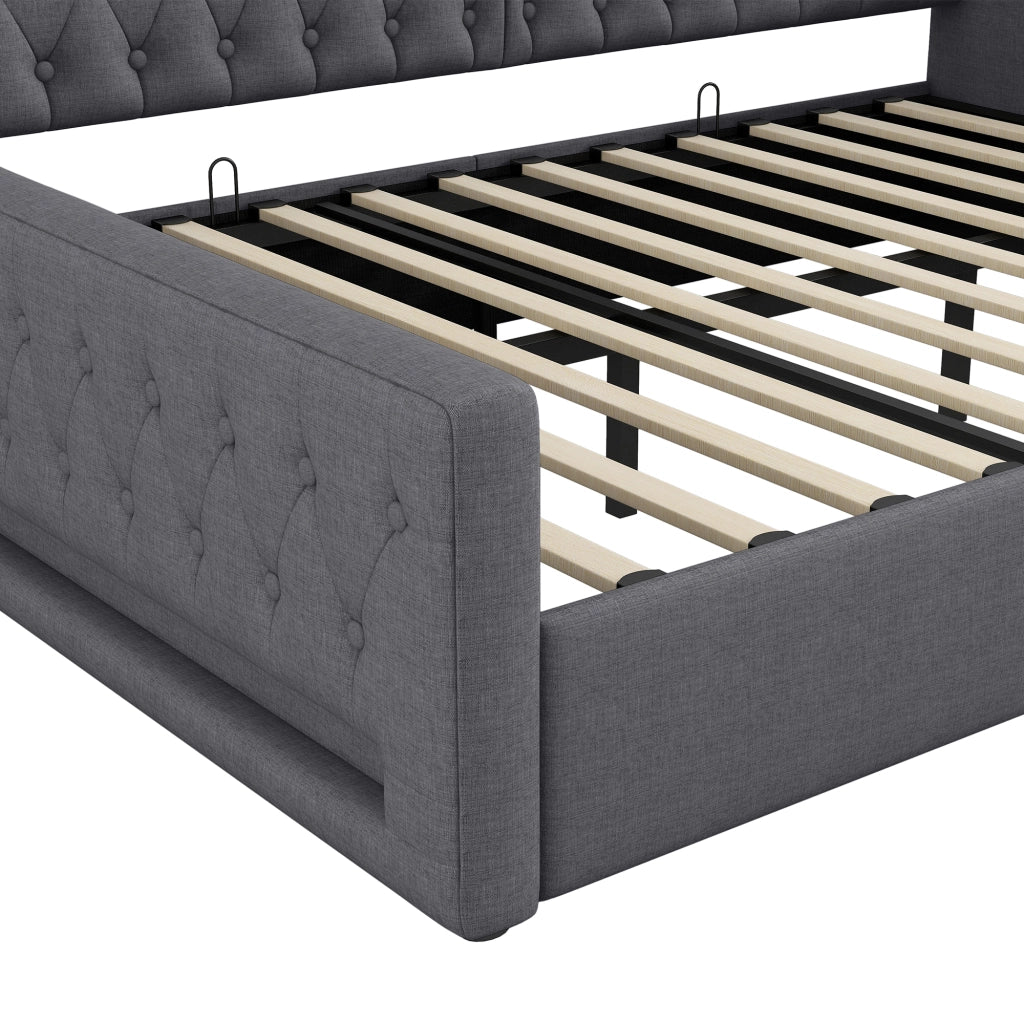 LETTO da giorno 140x200 cm con LED e vano contenitore sotto Grigio