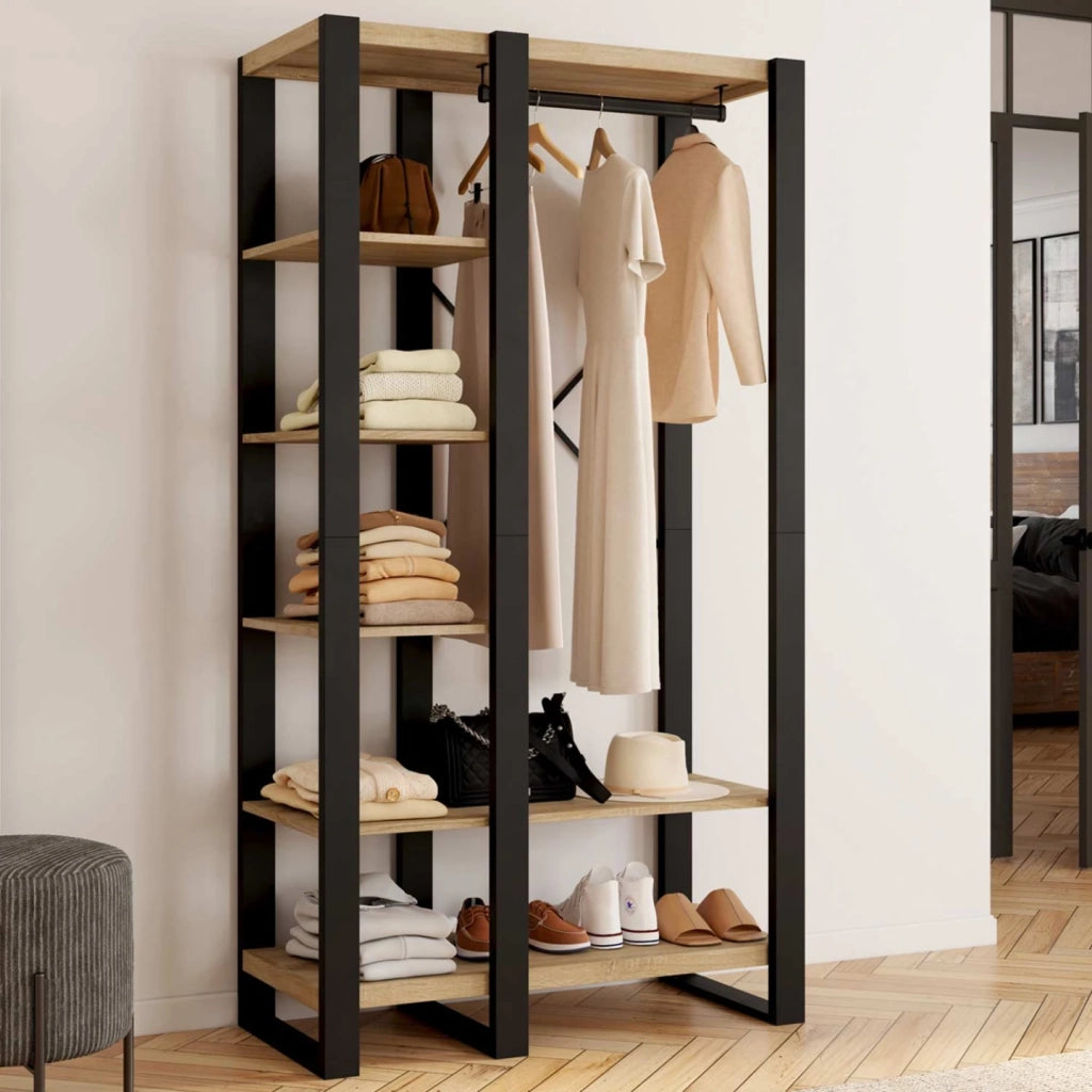 IDMarket - Armadio e scaffalatura ONYX in legno e nero
