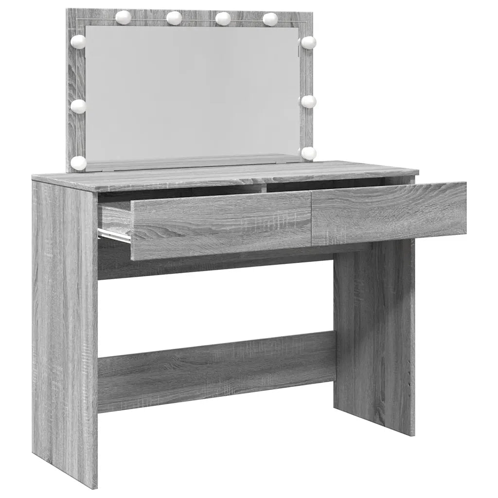 Toeletta | Tavolo da Trucco con LED Grigio Sonoma 100x40x120 cm
