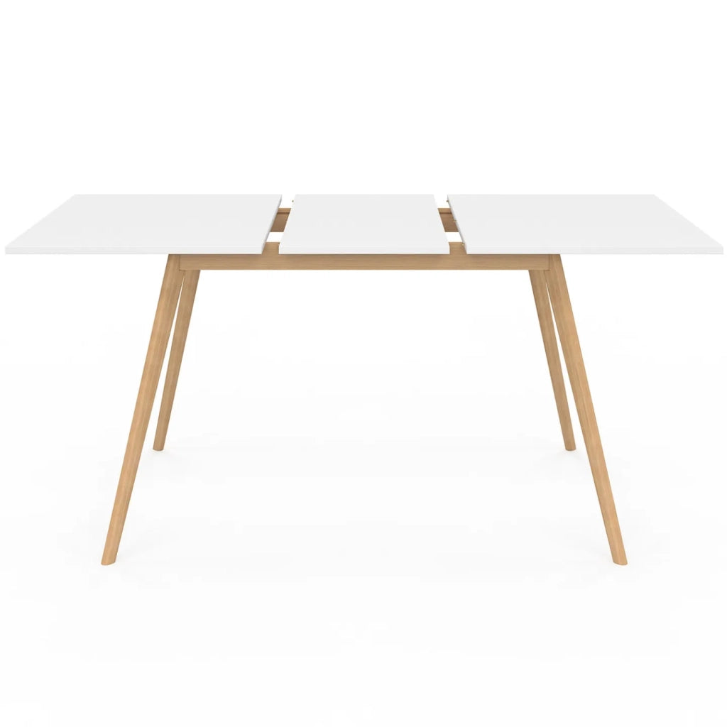 IDMarket - Tavolo rettangolare allungabile scandinavo per 4-8 persone INGA, bianco 110-150 cm