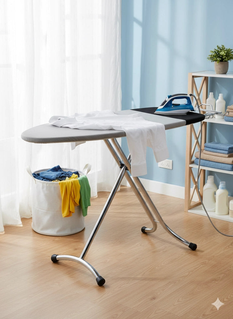 Asse da Stiro Elegant Plus 125x46cm Salvaspazio Area Ignifuga con Copriasse Gambe Triple In Acciaio