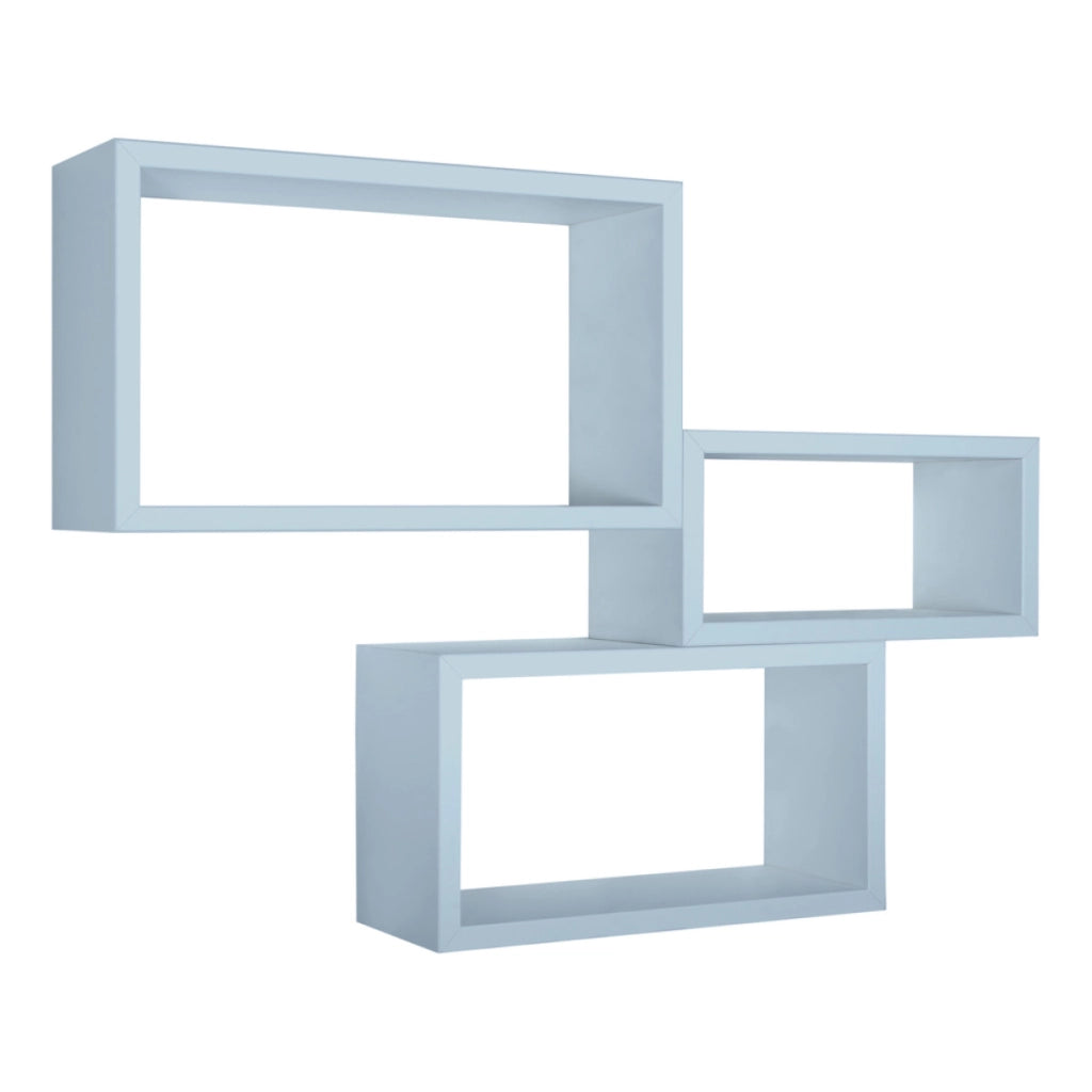 Set di 3 Mensole da Muro Modello TRITTCO. Misure 15.5x45.0x27.0 cm. fInitura  BLU BALTICO - MADE IN ITALY