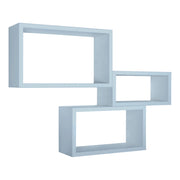Set di 3 Mensole da Muro Modello TRITTCO. Misure 15.5x45.0x27.0 cm. fInitura  BLU BALTICO - MADE IN ITALY