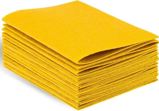Vilt per Knutselen 30 x 20 cm - 15 pezzi - 1 mm spesso - velluto morbido - fogli di velluto - artigianato - progetto di cucito da fare - decorazioni per festa - giallo