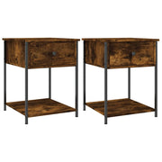 Set di 2 Comodini | Armadio da Notte | Mobiletto da notte Rovere Fumo 44x45x58 cm in Legno Multistrato