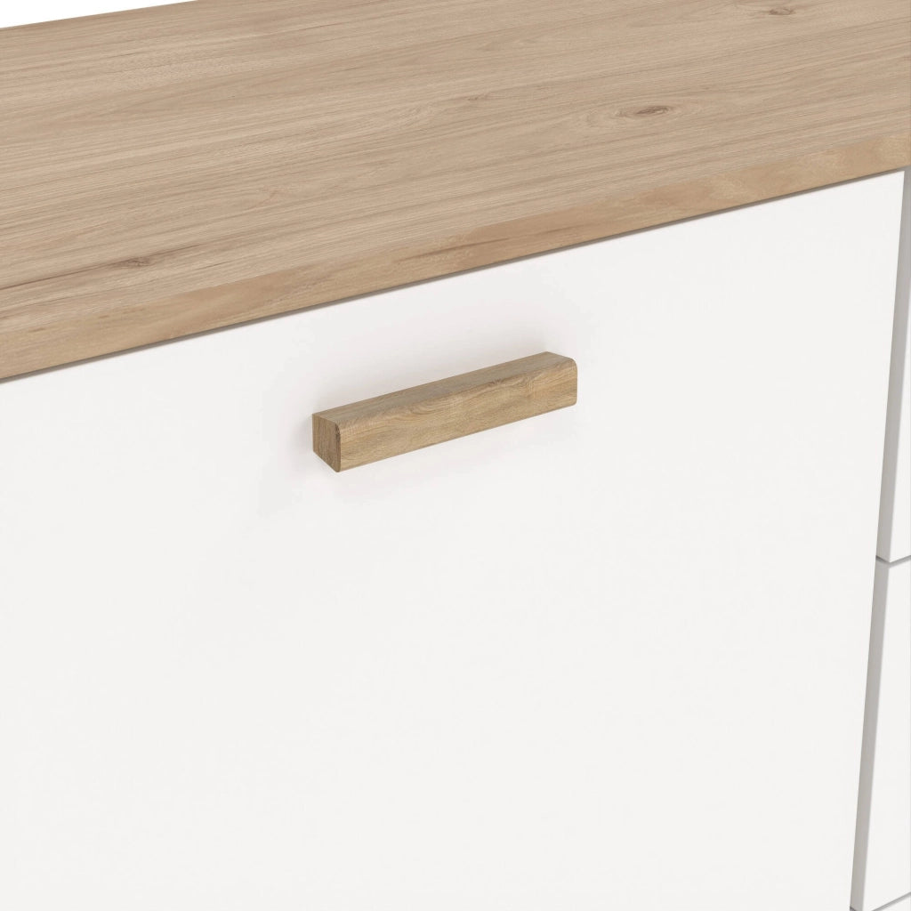 Credenza Pepito, Buffet da soggiorno, Madia da salotto, Dispensa da cucina, 147x39 h73 cm, Rovere e Bianco
