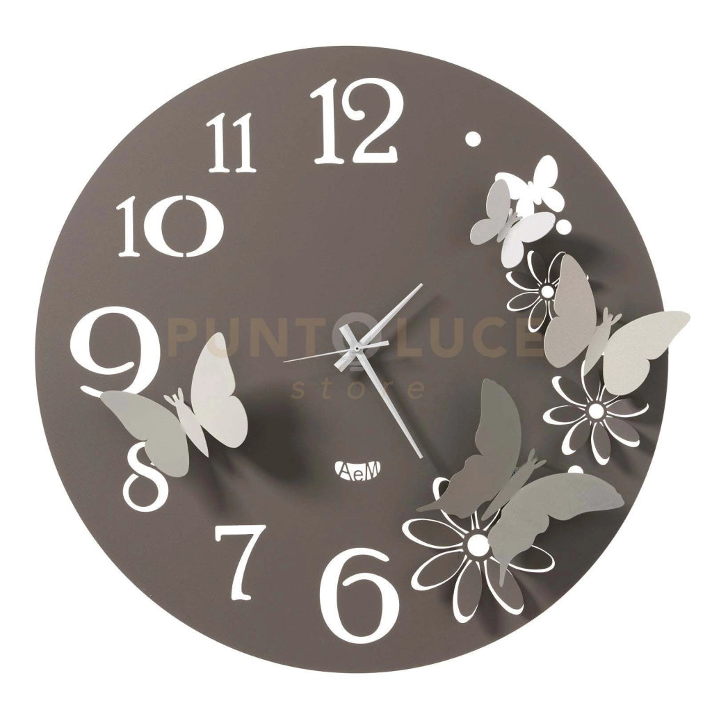 Orologio da parete particolare Butterfly Flowers grande Fango e Alluminio