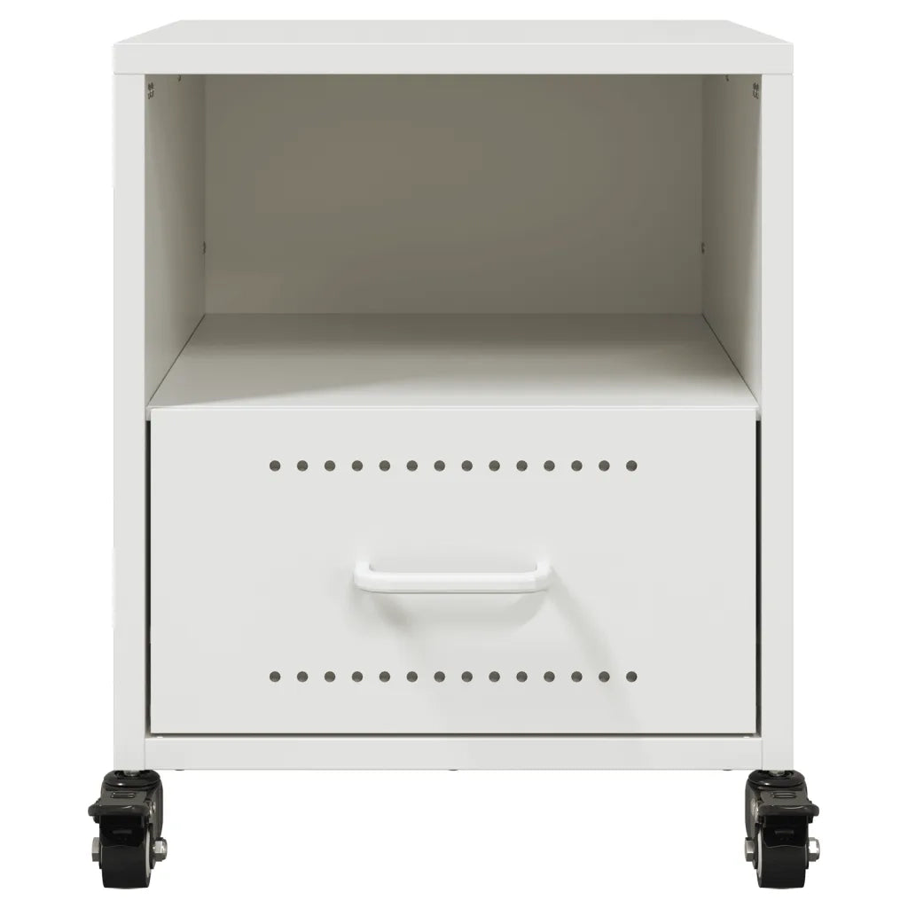 Comodini 2 pz-Set di 2 Tavolino da notte Bianchi 36x39x43,5 cm in Acciaio 376288
