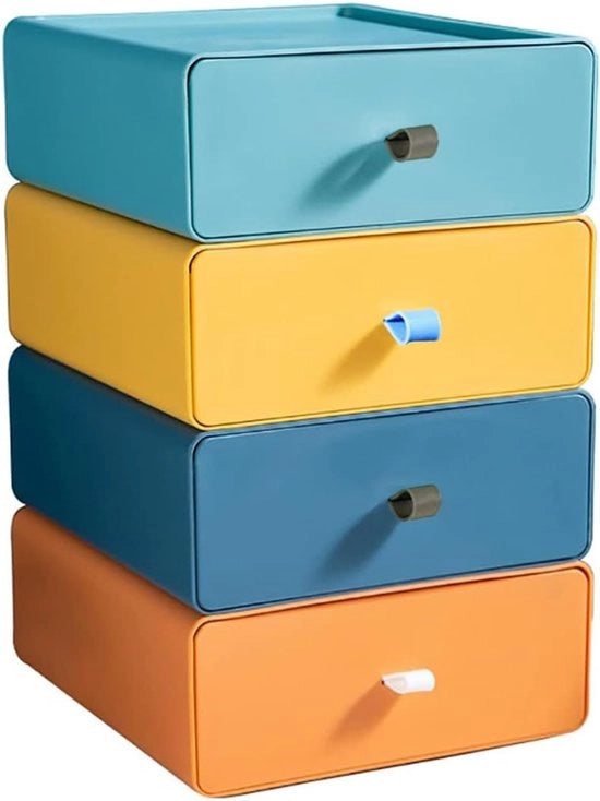 Set di 4 contenitori di archiviazione per il tavolo, cassetto di archiviazione in plastica, contenitore di archiviazione per il tavolo, ufficio, organizzatore di makeup stivabile per la camera da letto