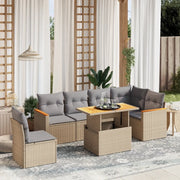 Set Divani da Giardino 7 pz con Cuscini Beige in Polyrattan 3273103