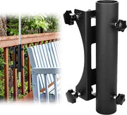 Parapluhouder per balcone con chiusura per cancello di giardino - Versione robusta - Adatto per decking - Parapluhouder con gancio - Regolabile ampiezza di chiusura (1,9 cm - 61 cm) - Adatto per parapluie con diametro da 11 a 19 cm.