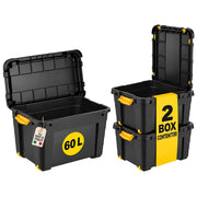 Akitaink 2 Contenitori Box 60L Magic 4UP con Ruote Neri