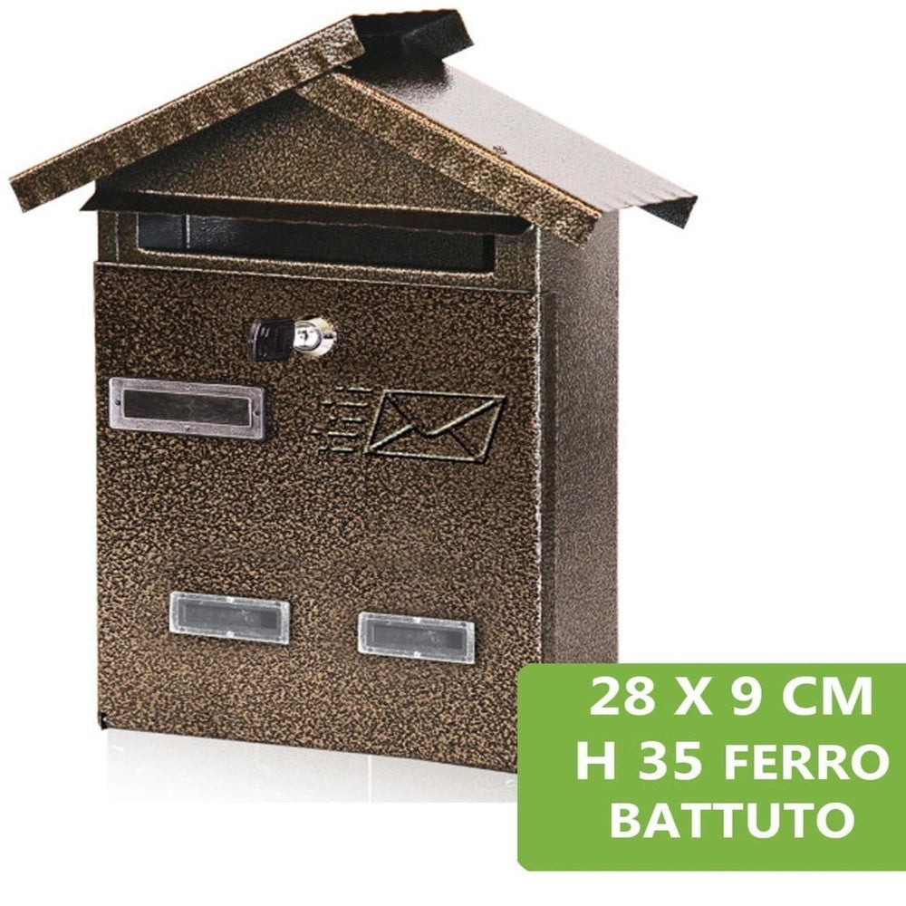 Trade Shop - Cassetta Posta Postale In Ferro Battuto Verniciato Buca Lettere 28x35x9cm -