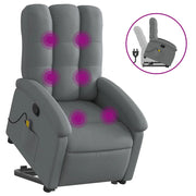 Poltrona | Sedia Relax Alzapersona Massaggi Reclinabile Grigio Scuro Tessuto