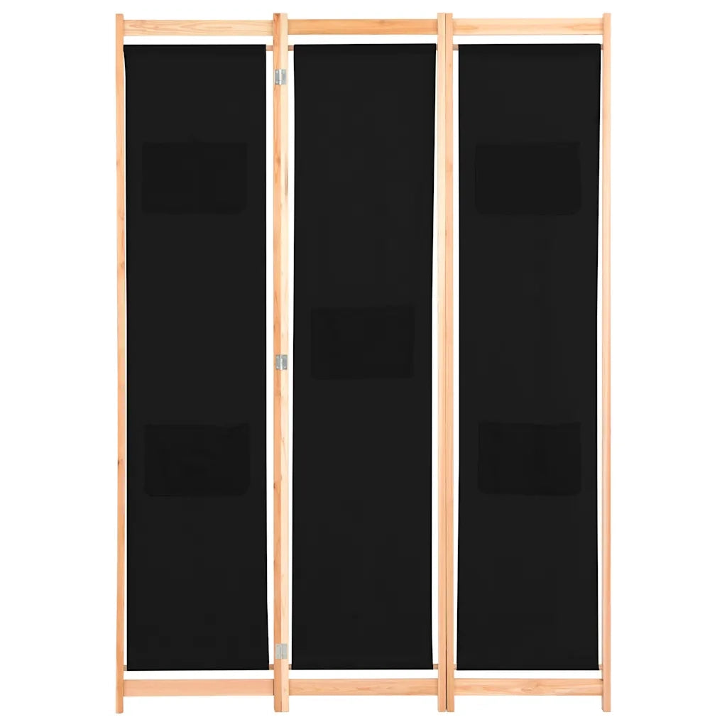 Divisorio Ambienti | Divider per stanze | Paravento a 3 Pannelli Nero 120x170x4 cm in Tessuto