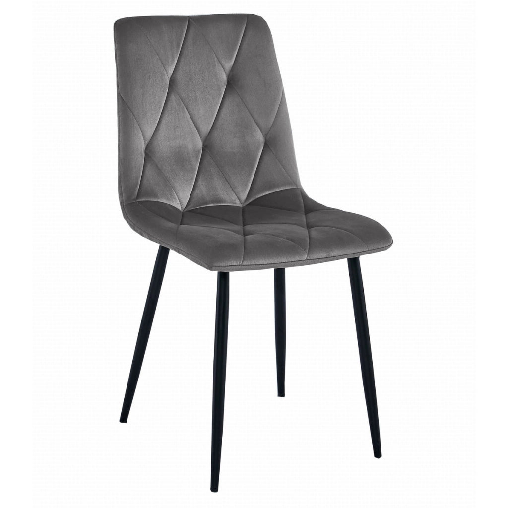 Set Sala da Pranzo Libra con Tavolo Craft e 4 Sedie in Velluto Grigio
