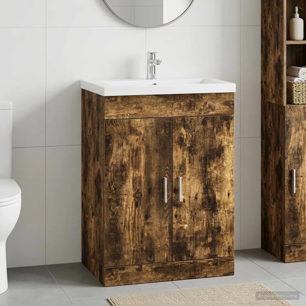 Mobiletto da Bagno Sotto Lavabo Rovere Fumo 78,5 x 37,5 x 81 cm 890692