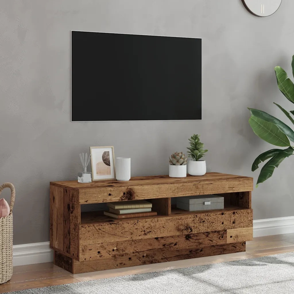 Mobile Porta TV con LED Legno Antico 100x35x40 cm Truciolato 856355