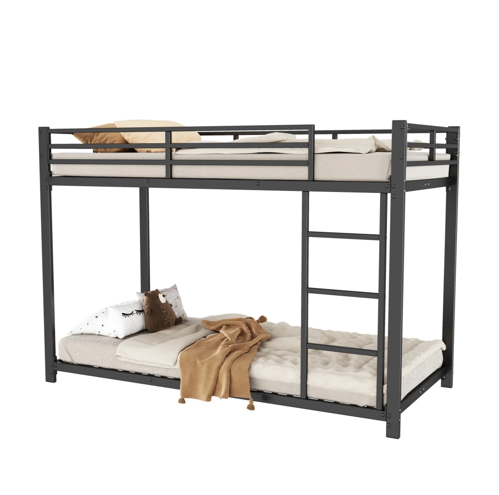 Letto a castello 90x200 cm; salvaspazio; metallo nero