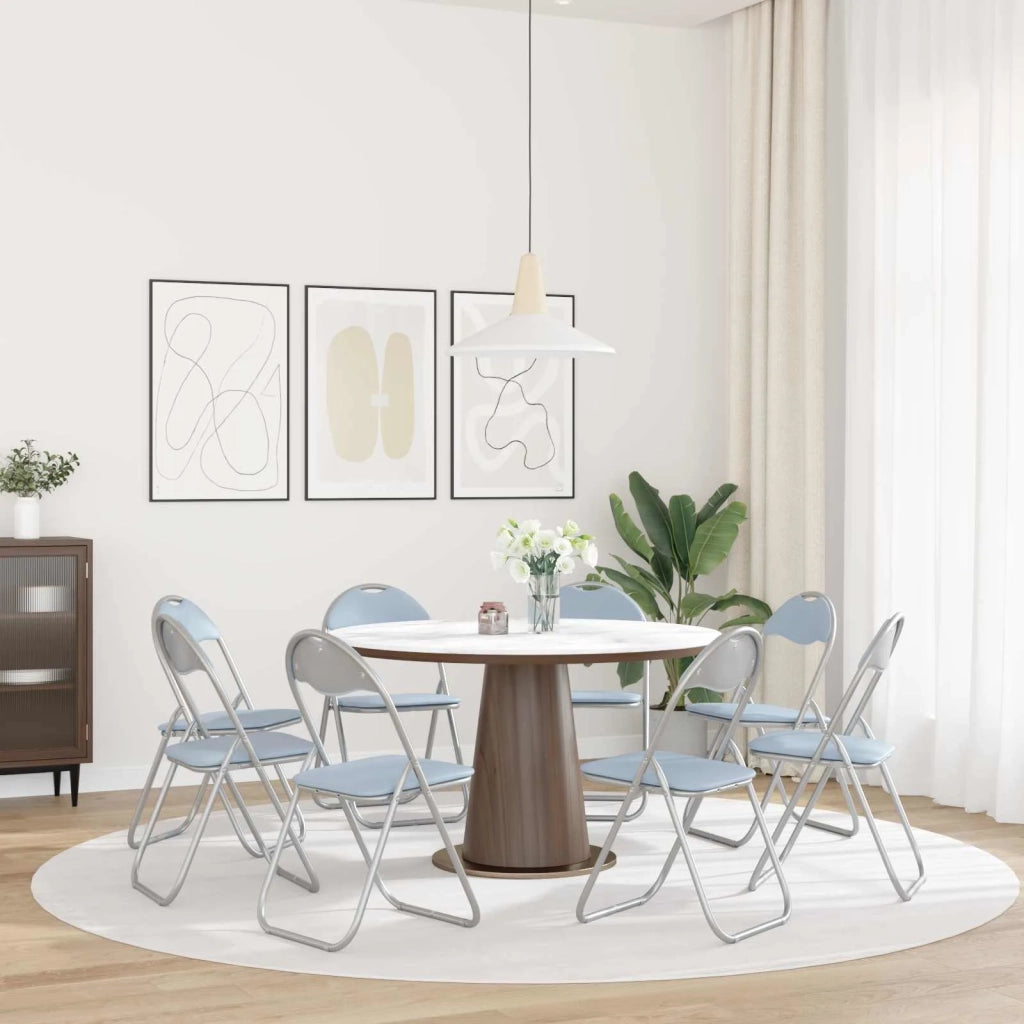 Sedia pieghevole 8 pz | Sedie da cucina Grigio 48 x 43,5 x 81 cm Pelle Sintetica