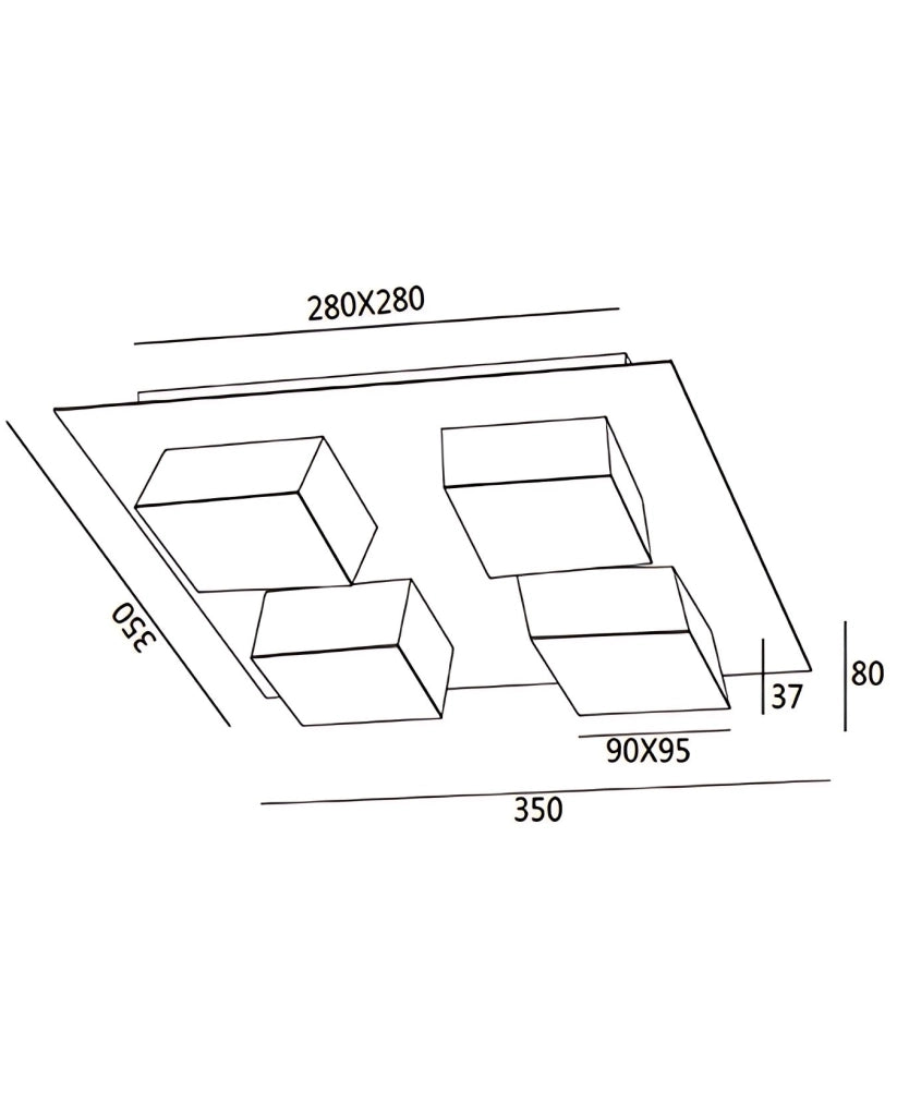 Lucas Plafoniera LED Quadrata 48W 4160lm 3000K Antracite - Struttura in Metallo e Metacrilato Dimmerabile a Taglio di Fase, Design Moderno IP20