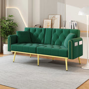 DIVANO LETTO 175x80x73,5 cm in velluto verde con schienale regolabile