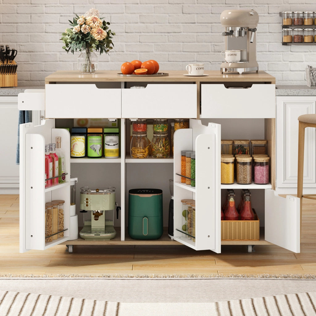 Mobile contenitore con ruote 120x46x85 cm in legno ingegnerizzato bianco