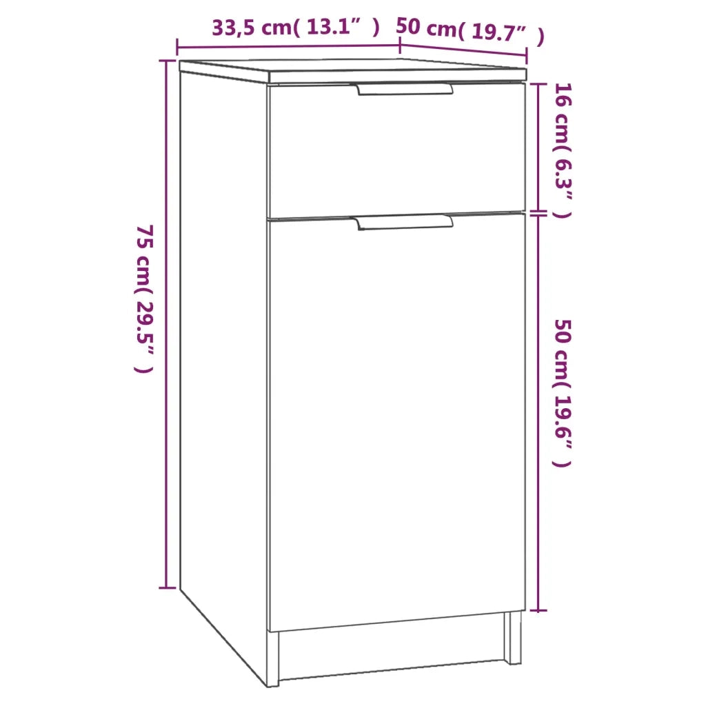 Armadietto da Scrivania Bianco 33,5x50x75 cm Legno Multistrato cod mxl 43475
