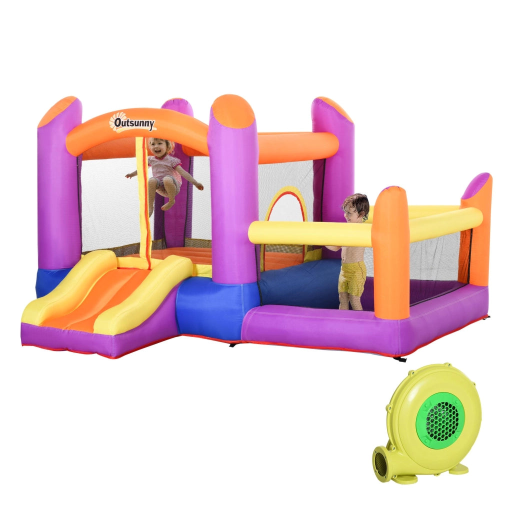 Castello Giostra Gonfiabile 300x280x170 cm con Scivolo e Piscina Multicolor