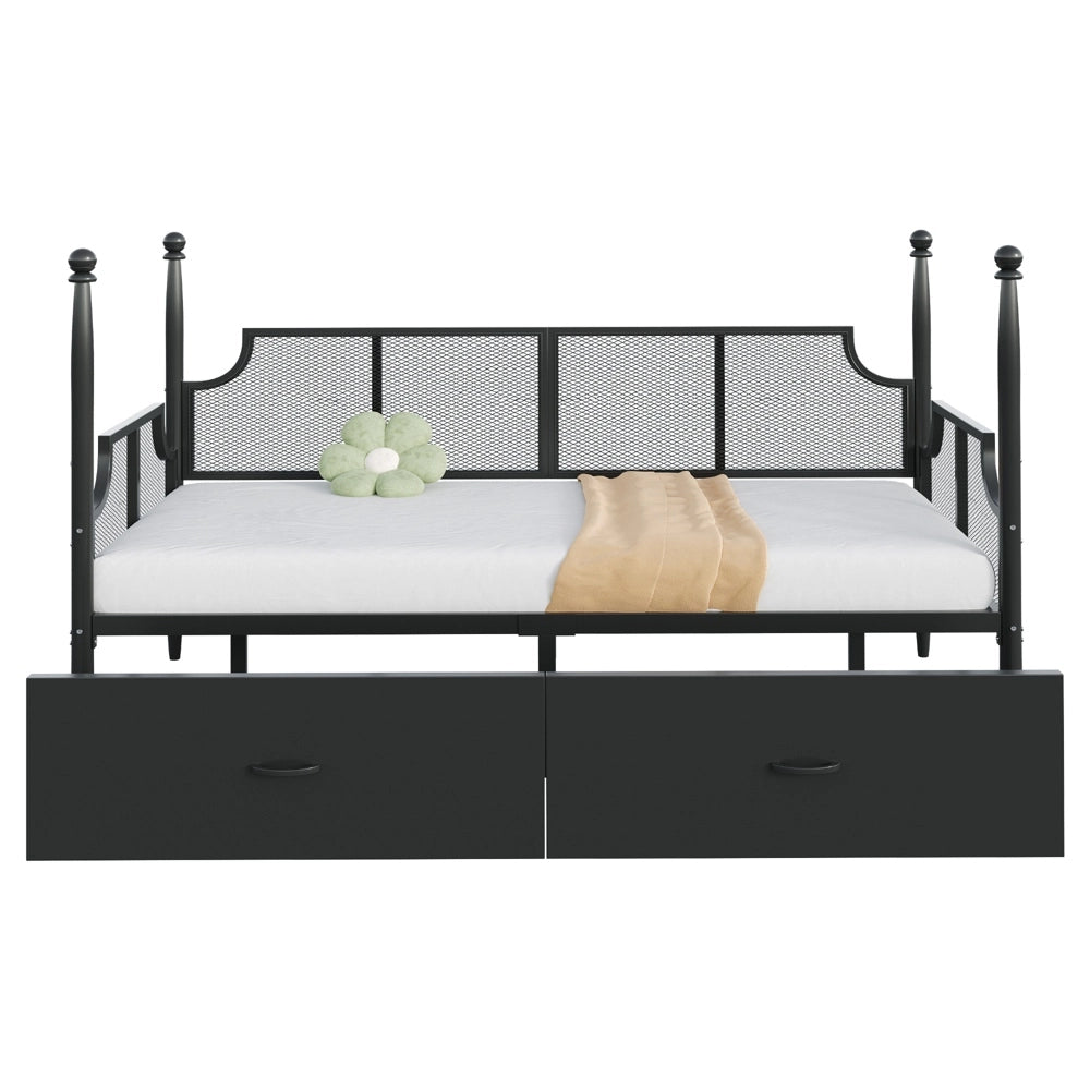 Divano letto - Xylo - 90x200 cm vintage nero
