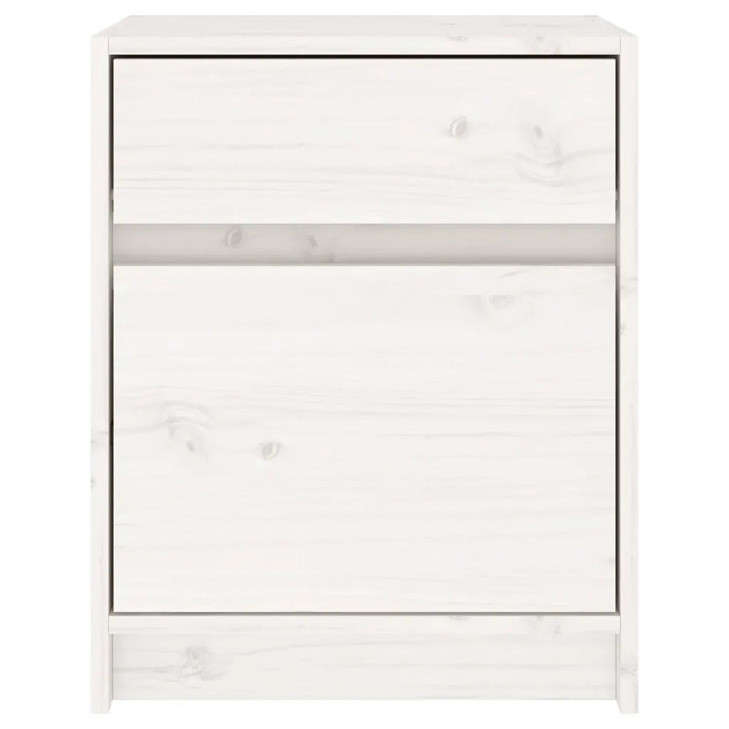 Comodini 2 pz-Set di 2 Tavolino da notte Bianchi 40x31x50 cm in Legno Massello di Pino