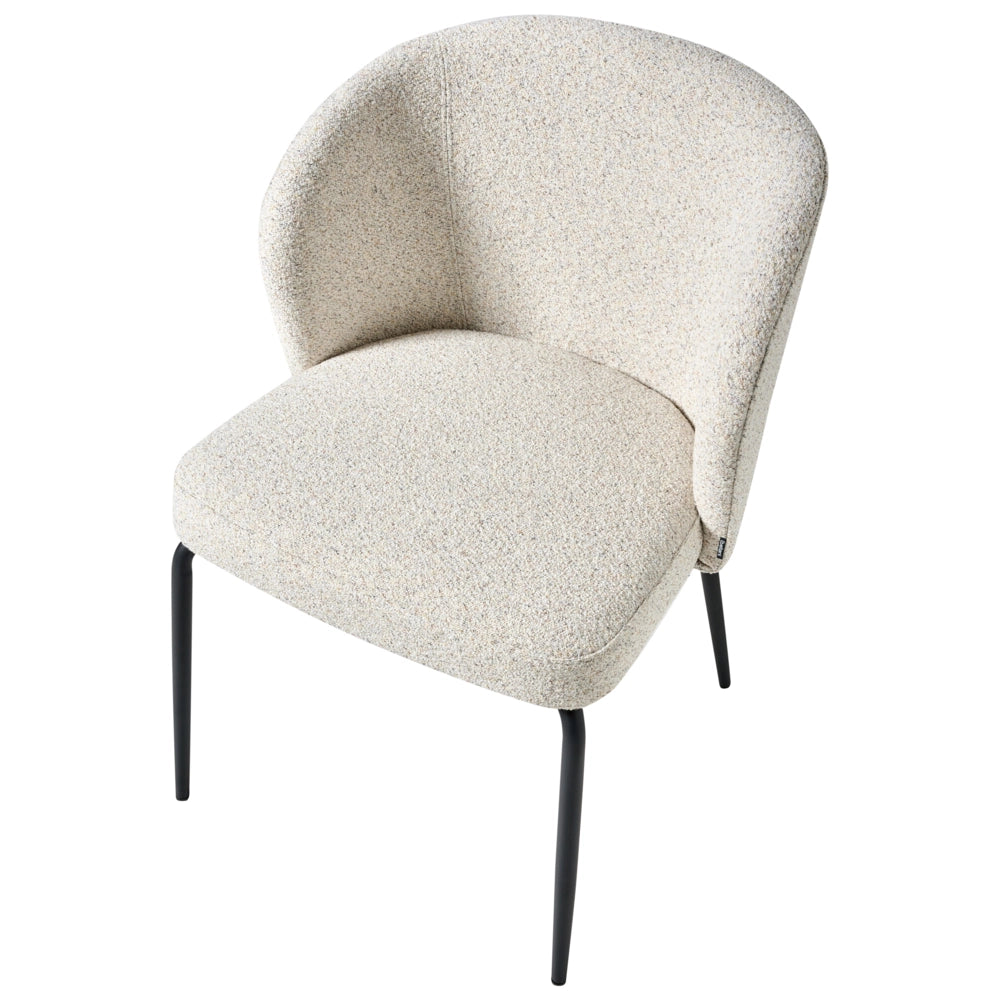 Set di 2 sedie da pranzo Rivestimento in tessuto boucle beige chiaro Seduta imbottita Gambe in metallo lucido