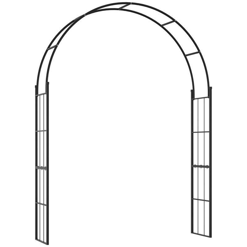 ARCHETTO DA GIARDINO PER PIANTE RAMPICANTI E DECORAZION IMETALLO NERO 153X40X210 CM