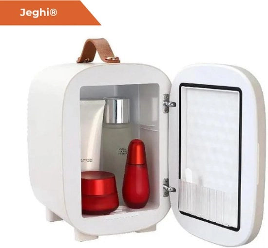 Mini Frigorifero Portatile - 2 Impostazioni di Temperatura - 4L - Compacto e Portatile - 38db - 1,85kg - Auto - 18°C/53°C - Incluso Adattatore - 28,6x19,5x26,3cm - Bianco