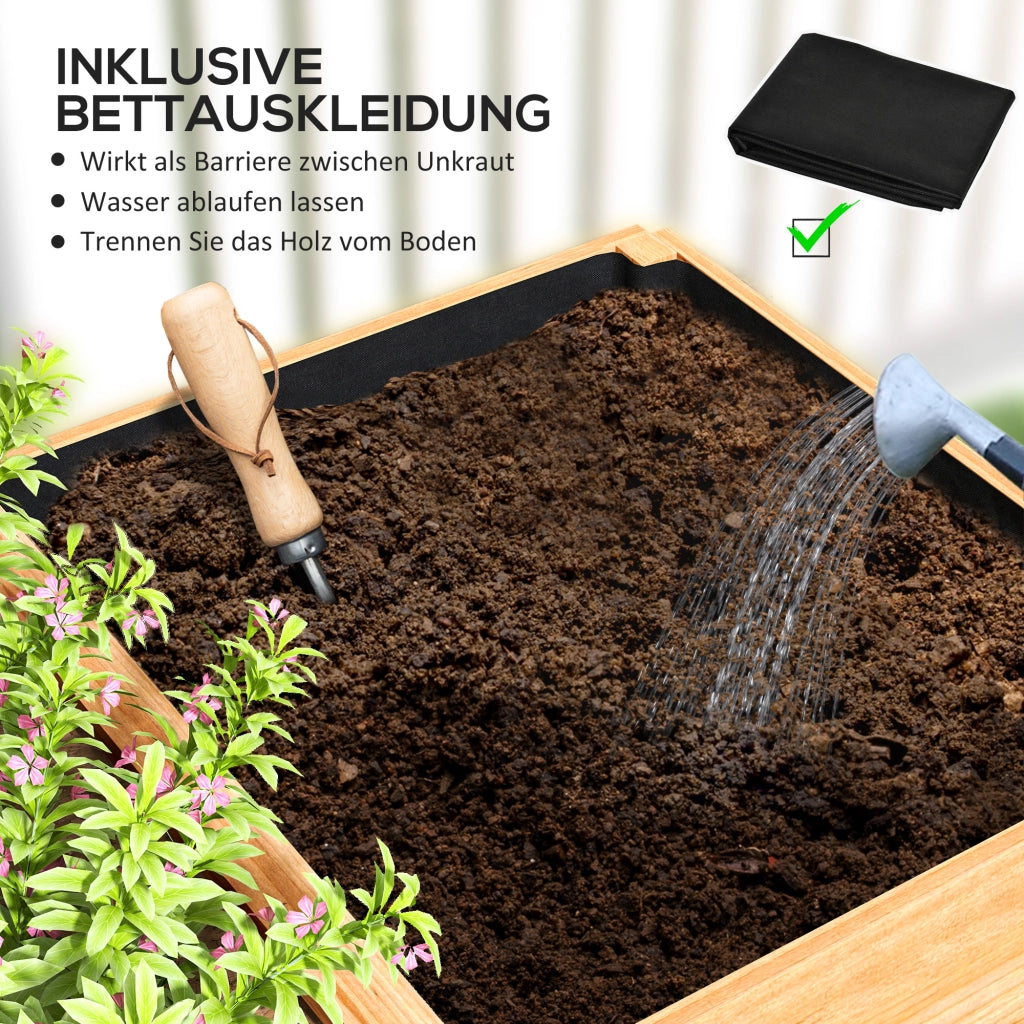 Hochbeet in legno con 3 zone ¨C zephmum ¨C 140x60x40 cm