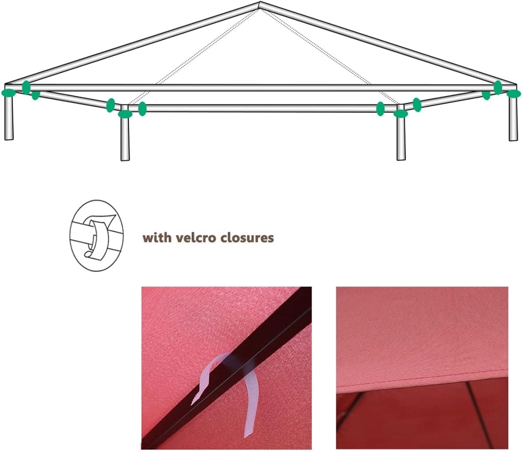 Tetto di Ricambio, per Gazebo Giardino di 3 x 3 M, Doppio/Singolo Strato, in Tessuto Poliestere, per Cortile/Spiaggia/Parco, 3 Colori e 2 Stili